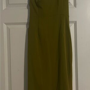 Green Sheath Dress with Strapless Neckline for Cocktail Night Out